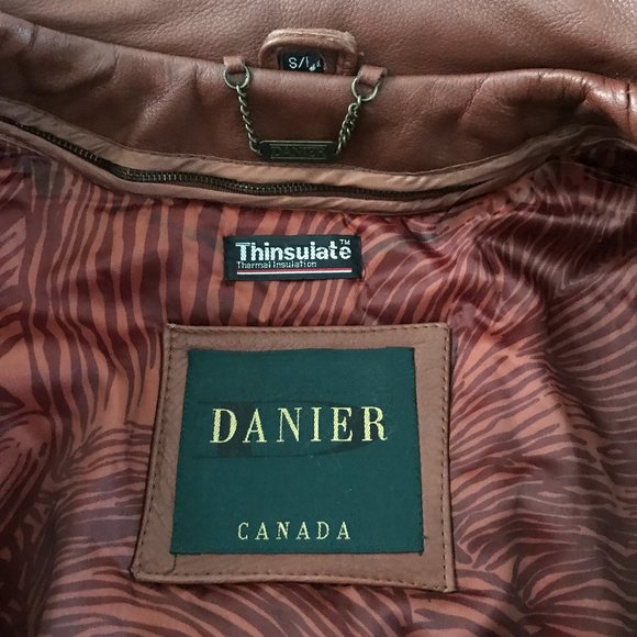 Danier Vintage leather bomber jacket mid brown (s) - Picture 11 of 13